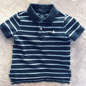 Ralph Lauren striped cotton mesh Polo shirt w/ signature embroidery